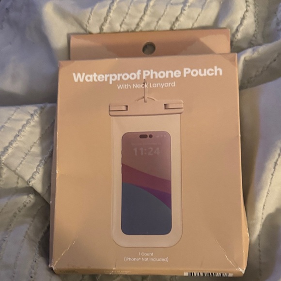 Waterproof Phone Pouch with Neck Lanyard - Beige - Picture 1 of 5
